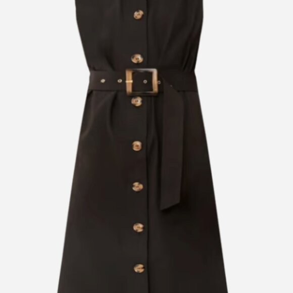 Tuckernuck Black Sleeveless Chamberlin Dress XS Button Down Belted A-Line Midi - Picture 4 of 7